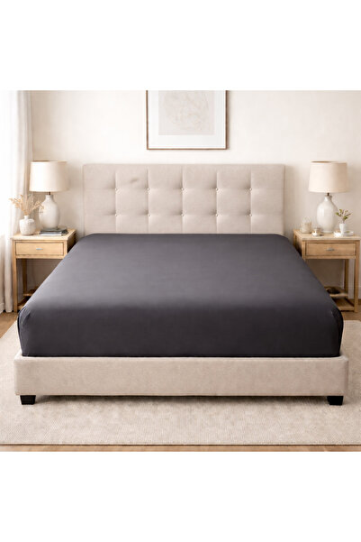 LilaMOON Anthracite Color Cotton Combed Cotton Fabric Single/Double Fitted Fi...