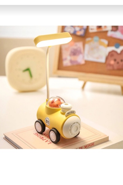 Home Tren Figürlü İki Kademeli Kalemtraşlı Masa Ve Gece Lambası Kablosuz-Şarj...