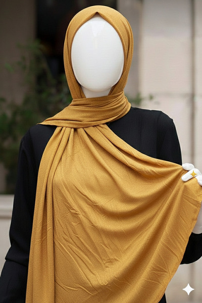 karanfil شال نسائي ذهبي اللون من القطن الممشط من تيستور