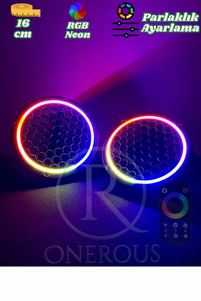 Onerous 16cm Midrange Uyumlu Neon Pixel LED Hoparlör Kapağı - Kumanda Kontrol...
