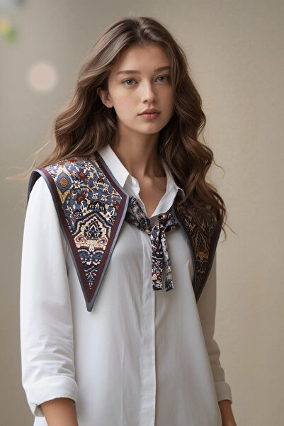 Walkenzo شال كتف نسائي أنيق ذو ملمس حريري وتصميم عرقي رائع |   القهوة الرمادية