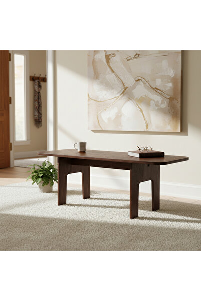 Vera Concept Home Modern Ahşap Geniş Oturum Alanlı Oval Geçirmeli Bench Puf C...