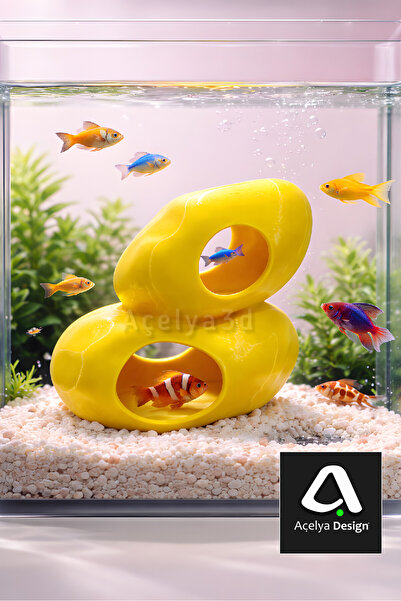 açelya3d Akvaryum Mağara Süsü Dekor Kaya Oyuk Balık Saklanma Alanı Dekoru 11x...