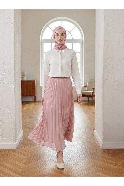Refka تنورة شيفون بطيات - بودرة - رفقة
