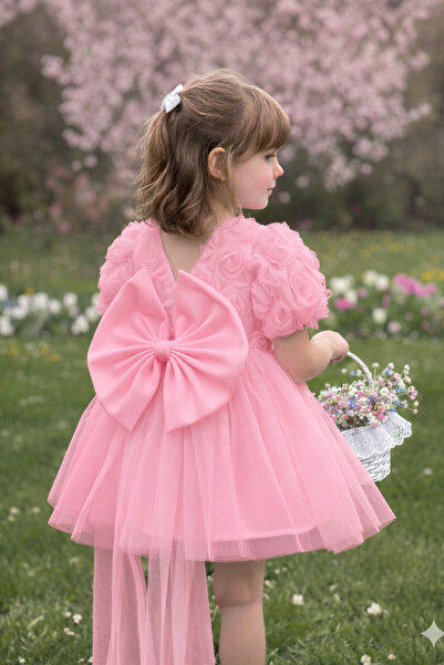 BİLGEN Style ROCHIE PENTRU FATA CULOARE ROZ CANDELA DETAIL CU MANELE BALONATE...