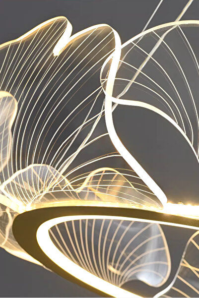 Ultra Home Antonia Model Gold Kaplama 3 Renk Metal Salon Mutfak Oturma Yatak Odası Modern Led Sarkıt Avize