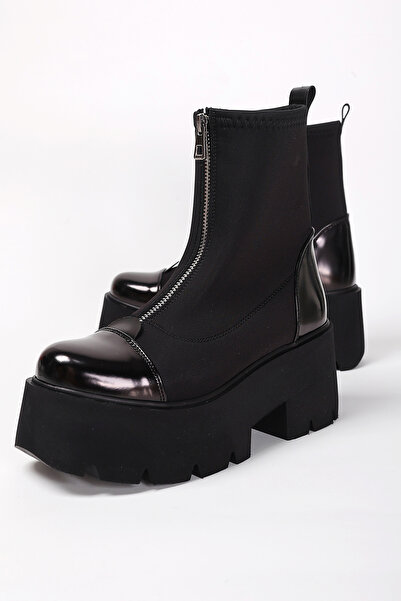 Liza Shoes Dámské strečové lakované boty na zip vpředu A003-K606