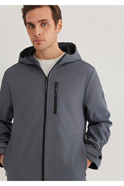 Mavi Kapüşonlu Antrasit Ceket Slim Fit / Dar Kesim 0110351-80776