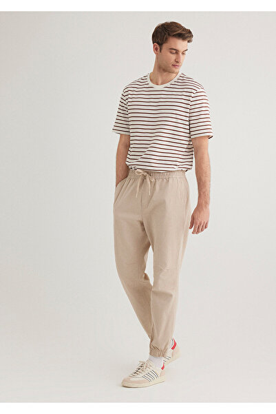 Mavi Pantaloni de jogger bej cu talie elastică 000169 -70004