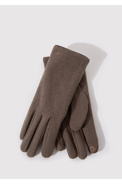 Mavi Braune Handschuhe mit Blumenstickerei 1912772-70269