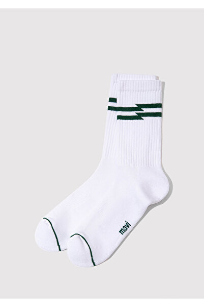 Mavi Weiße Socken mit Streifendetail 0911583 -620