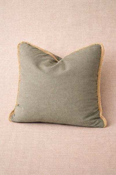 Alacastore Μαξιλαροθήκη από ύφασμα από λινό χακί πράσινο με παπούτσια από γιο...