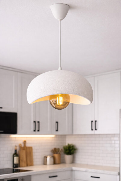 Rekatech Beton Görünümlü Tekli Sarkıt Avize – Salon Oturma Odası Avizesi ( E2...