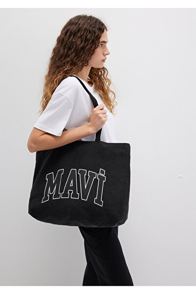 Mavi Geantă Logo cu imprimeu din denim negru 1912566-900