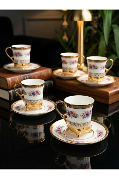 Elta Collection Victoria 24K Gold Embossed 6-Person Porcelain Cup Set