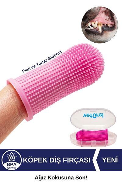 Veturel Köpek Diş Fırçası Parmak Fırça Silikon Fırça Köpek Ağız Kokusu Plak T...