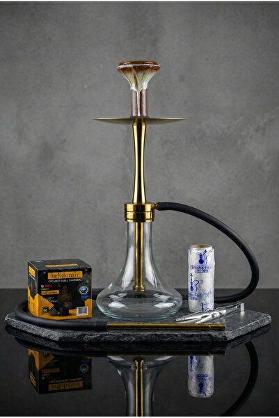 CEYA Çelik Gold Büyük Boy Nargile Takımı (%100 Çelik) (Tamamen Takım)