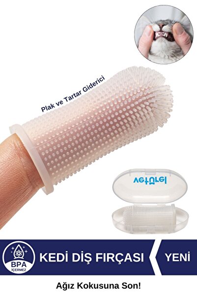 Veturel Kedi Diş Fırçası 360 Yumuşak Parmak Fırça Silikon Fırça Kedi Ağız Kok...