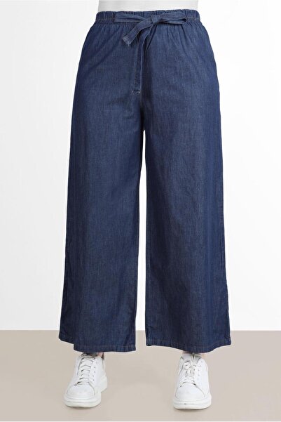 TRENDTESETTÜR KADIN LACİVERT (K.LACİVERT) GENİŞ PAÇA DENİM PANTOLON 1205