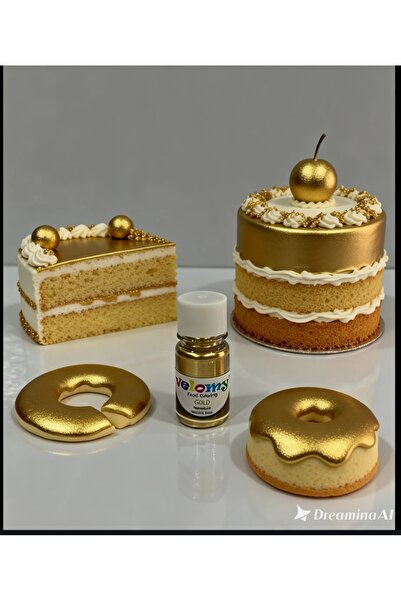 velomy Yenilebilir Metalik Altın Toz Boya Yaldızlı Gold Boya Altın Gıda Boyası 4 Gr