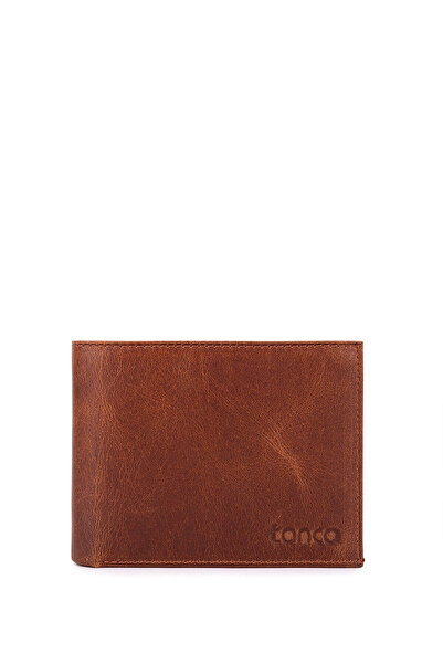 Tamer Tanca محفظة رجالية من الجلد الطبيعي بلون أسمر