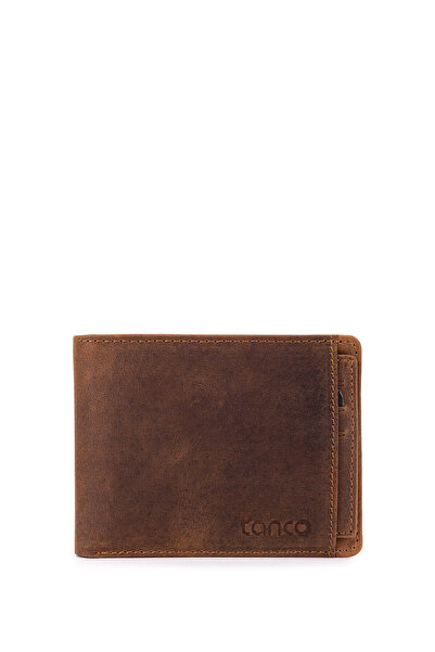 Tamer Tanca محفظة رجالية من الجلد الطبيعي باللون البني الفاتح