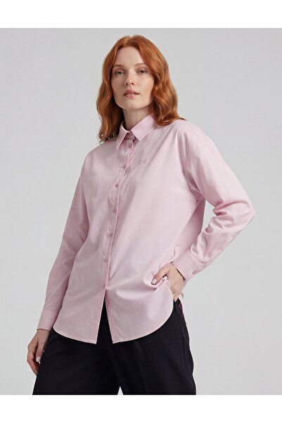 Kayra Gömlek Yaka Poplin Tunik Pudra
