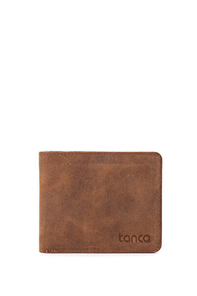 Tamer Tanca محفظة رجالية من الجلد الطبيعي باللون البني الفاتح