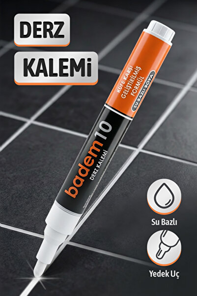 Badem10 Beyaz Fayans Arası Hazır Derz Dolgusu Boyama Boyası Kalemi (Yedek Uçl...