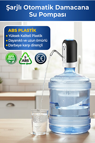 Vayomy Şarjlı Otomatik Damacana Su Pompası 1200 Mah Bataryalı (BPA IÇERMEZ ,CE BELGELİDİR)