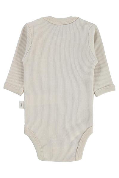 Civil Baby Kedi Baskılı 0-3 Yaş Çıtçıtlı Badi - Bej 3-6 Ay