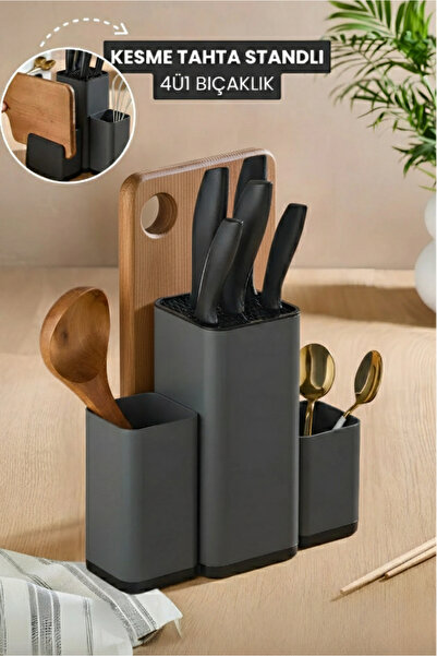 Orvila 4-in-1 Knife Holder with Spoon Rest, Cutting Board Stand, Kitchen Coun...