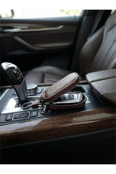 yedideri Classic Leather Keychain – Men's Women's Zippered Car Key Case