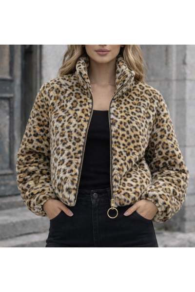 ayriss Yumuşak Dokulu Ayarlı Bel Lastikli Pelüş Kürk Mont