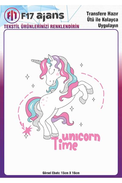 F17 Ajans Ütü ile Yapışan Tekstil DTF Transfer Baskı Unicorn