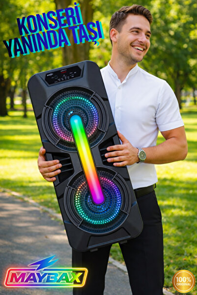 SOONBOX Mikrofonlu Bluetooth TF Kart FM USB Destekli Büyük Boy Parti Konferan...