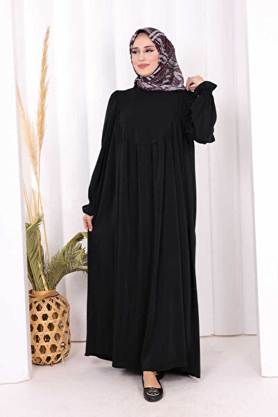 Bym Fashion فستان بأكمام مطاطية 6004 أسود