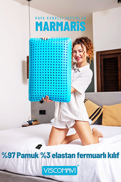 viscomavi Marmaris Ortopedik Visco Yastık – Pamuk Kılıflı | Hava Kanallı | Öm...