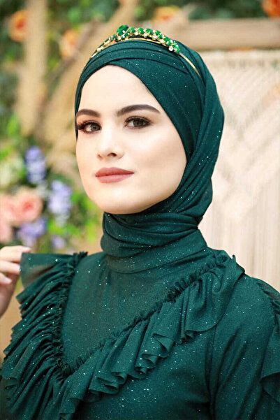 Bym Fashion 2021 Simli Şal Zümrüt