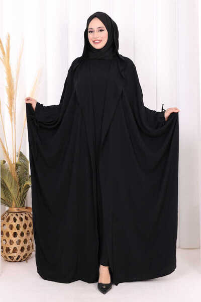 Bym Fashion Σετ με κουκούλα Abaya και φόρεμα δύο τεμαχίων 70013 Μαύρο