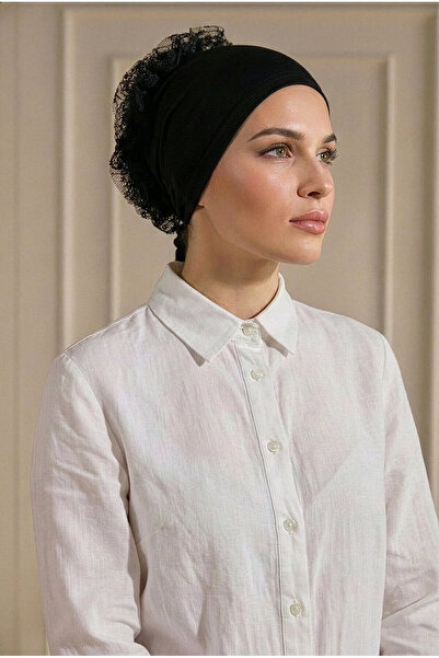 SilkTouch عمامة سوداء للحجاب مع غطاء رأس