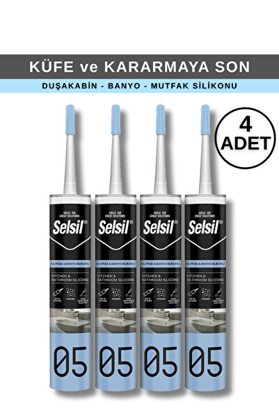 Selsil Duşakabin Silikonu - Suya Neme Küfe Dayanıklı Sızdırmazlık - 4 Adet