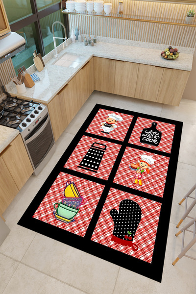 THEMODERNHANE Dijital Baskılı Yıkanabilir Kaymaz Tabanlı Dekoratif Salon Mutf...