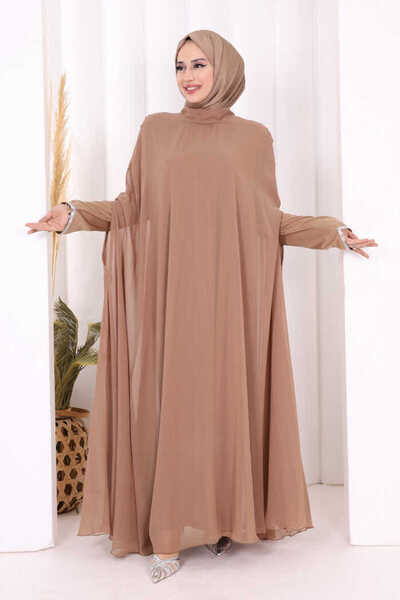 Bym Fashion Elbise Abaya Takım 3921 Vizon
