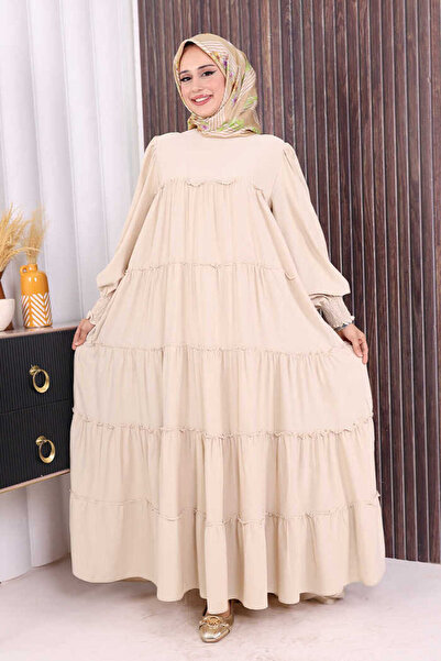 Bym Fashion فستان كاجوال بطبقات بلون الحجر - موديل 6023