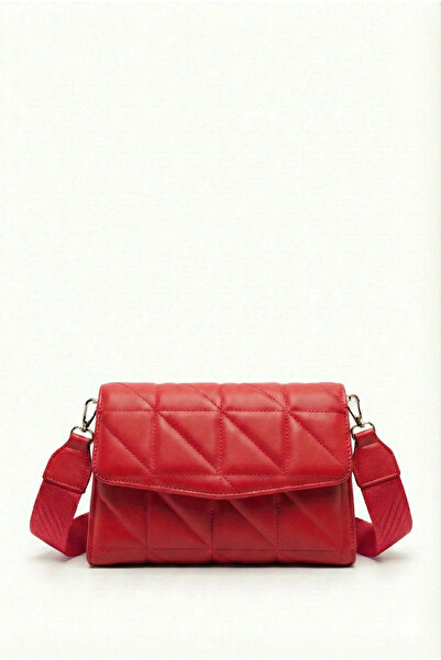 PurpleART Geantă de umăr cu curea ajustabilă, matlasată, roșie, pentru femei