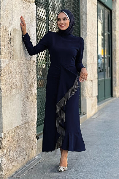 Bym Fashion Abendkleid mit Fischmotiv und Quastendetail vorne, Modell 3810, M...