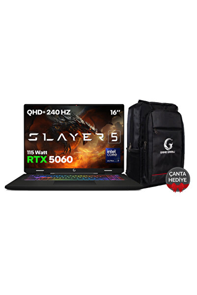 Game Garaj Slayer5 7-5060 C8 Intel Ultra 7 255HX 16GB RAM 500GB SSD RTX5060 1...