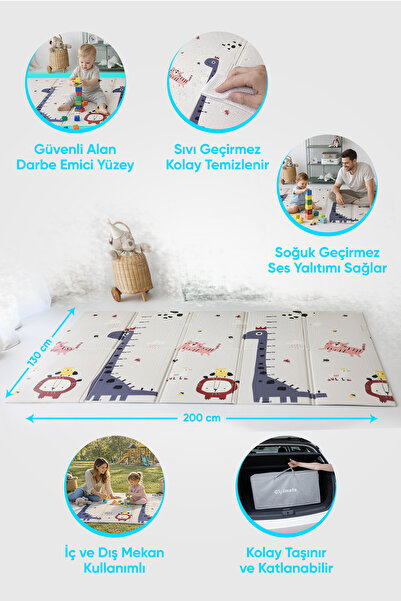 Coolmats Katlanabilir Çocuk Oyun Halısı, 200x130x1 cm Oyun Matı