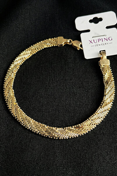 Modacaprea Xuping 14K Hasır Zincir Kadın Bileklik 19 cm Altın Renkli Xuping T...